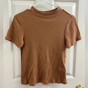 BP Tan short sleeve ribbed top
